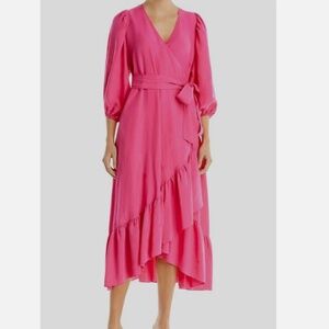 Kobi Halperin Lea Linen Pink Wrap Dress